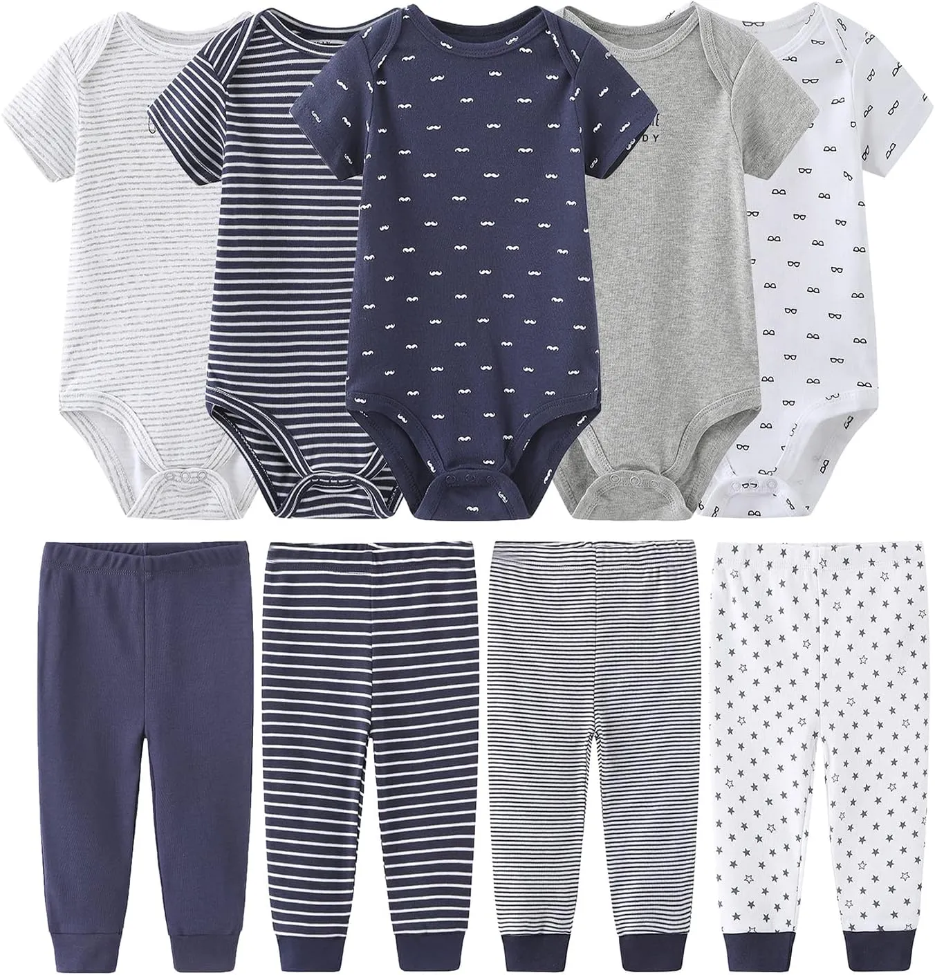 Newborn Baby Clothes Set - Short Sleeve Baby Boy Pants & Girl Bodysuits - Layette Sets