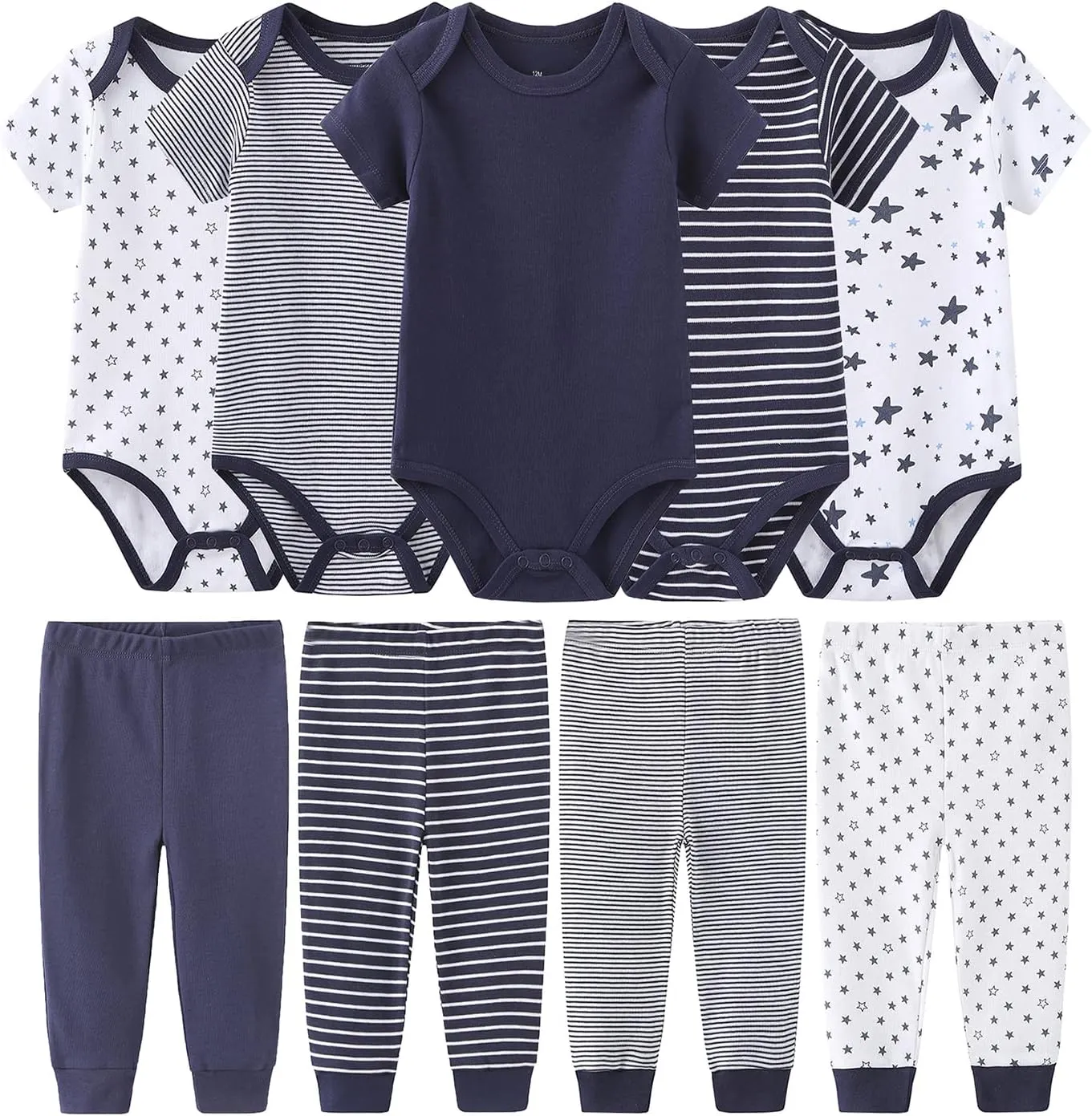 Newborn Baby Clothes Set - Short Sleeve Baby Boy Pants & Girl Bodysuits - Layette Sets