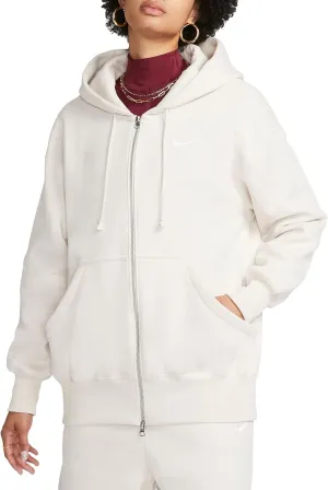 Nike Sportswear Phoenix Fleece Women's Oversized Full-Zip Hoodie (DQ5758-104, Light Orewood Brown/Sail) Size Large