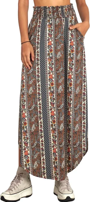 noflik Womens Paisley Pattern Curved Hem Flowy Maxi Skirts