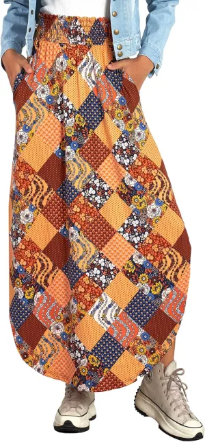 noflik Womens Paisley Pattern Curved Hem Flowy Maxi Skirts