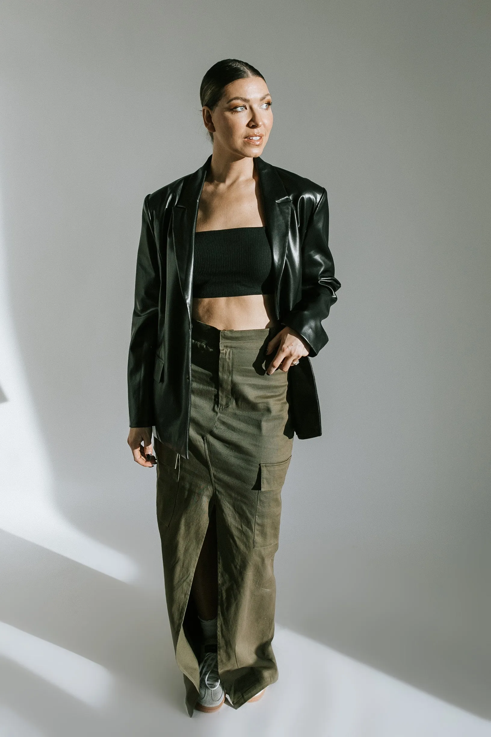 Nova Cargo Slit Skirt - Olive
