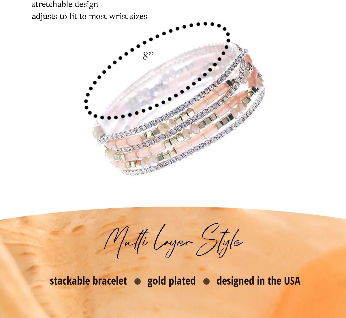 NTLX Multi Strand Beaded Stackable Stretch Bracelets for Women  Bohemian Boho Style Bracelets  Multi Color Layered Statement Bangles