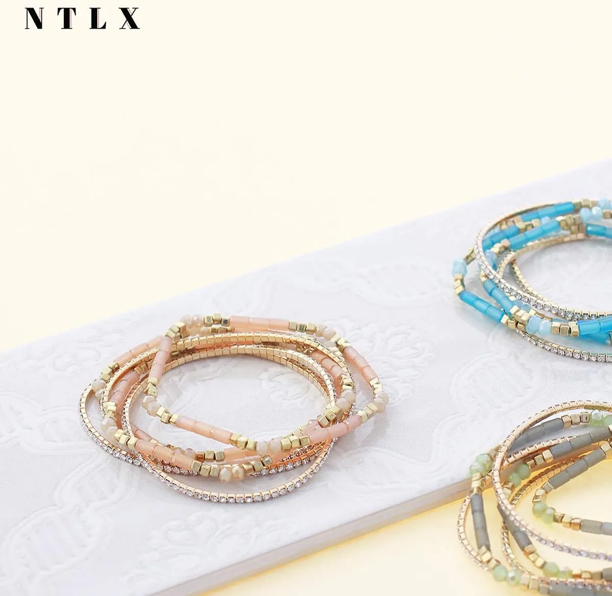 NTLX Multi Strand Beaded Stackable Stretch Bracelets for Women  Bohemian Boho Style Bracelets  Multi Color Layered Statement Bangles