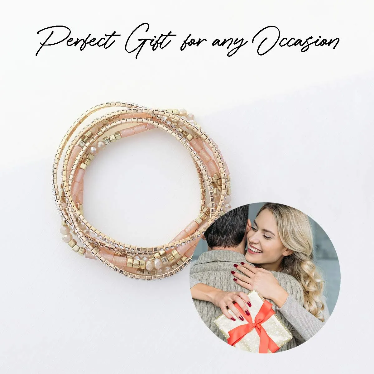 NTLX Multi Strand Beaded Stackable Stretch Bracelets for Women  Bohemian Boho Style Bracelets  Multi Color Layered Statement Bangles