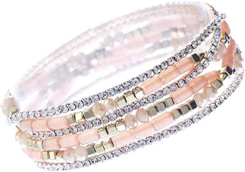 NTLX Multi Strand Beaded Stackable Stretch Bracelets for Women  Bohemian Boho Style Bracelets  Multi Color Layered Statement Bangles