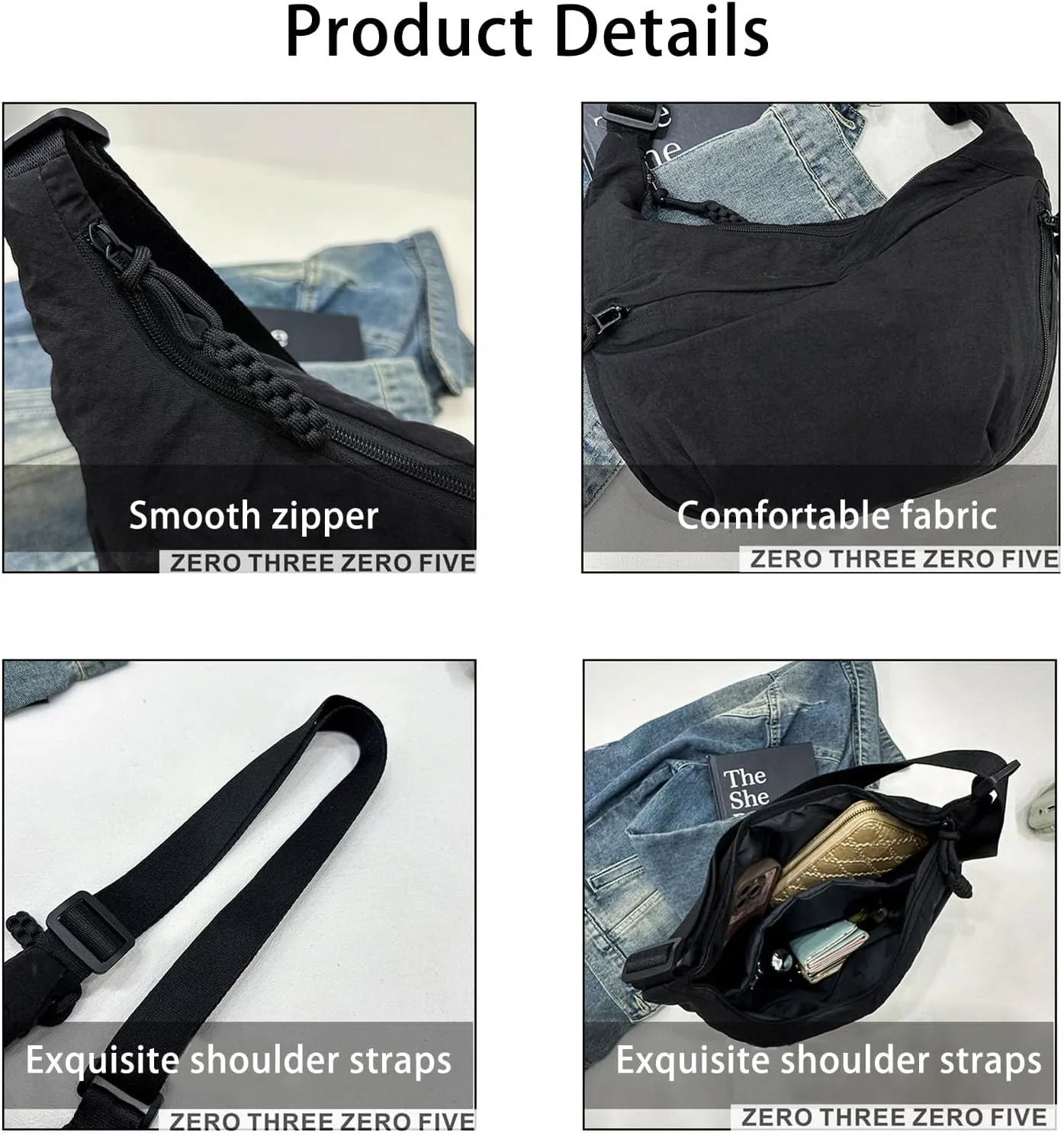 Nylon Crescent Bag for Men and Women Vintage Nylon Canvas Messenger Bag Hobo Bag Casual Nylon One-shoulder Dumpling Bag