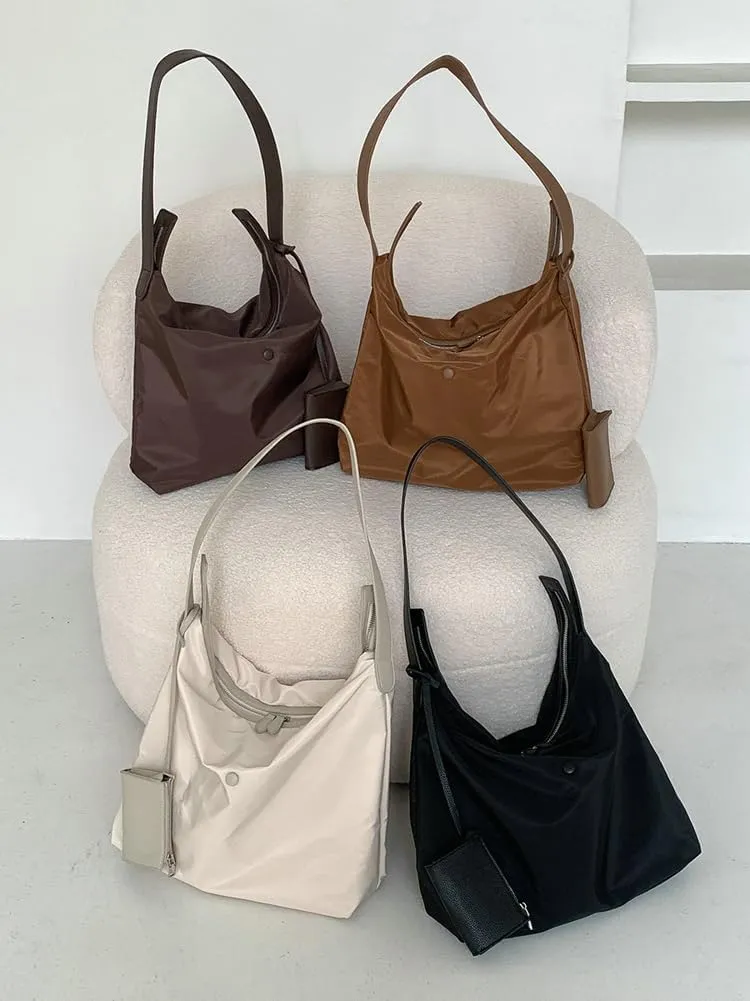 Nylon Tote Bags for Women 2Pcs Large Waterproof Crescent Shoulder Purse Underarm Hobo Bags Travel Work Tote handbag