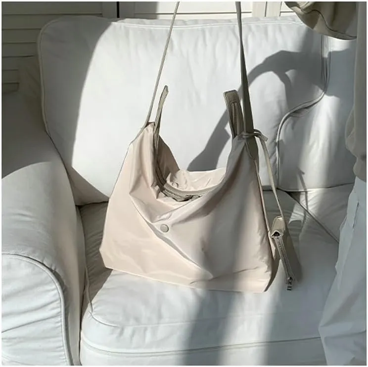 Nylon Tote Bags for Women 2Pcs Large Waterproof Crescent Shoulder Purse Underarm Hobo Bags Travel Work Tote handbag