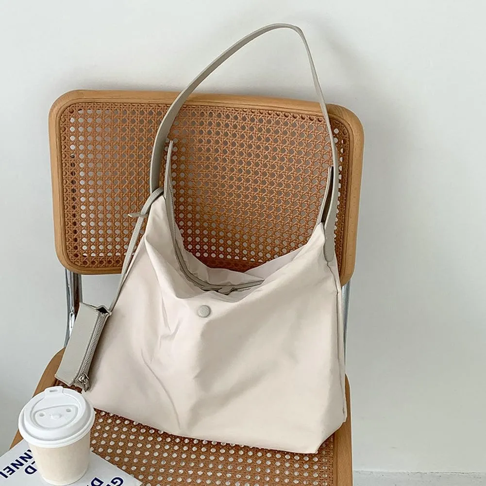 Nylon Tote Bags for Women 2Pcs Large Waterproof Crescent Shoulder Purse Underarm Hobo Bags Travel Work Tote handbag