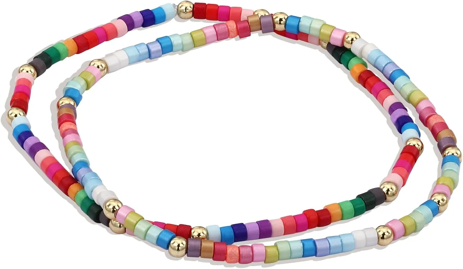 Ornaland 2 Pcs Beaded Bracelets Boho Bracelets Surfer Bracelets Stackable Elastic Bracelet Set Handmade Seed Bead Bracelet Women Gift Jewelry