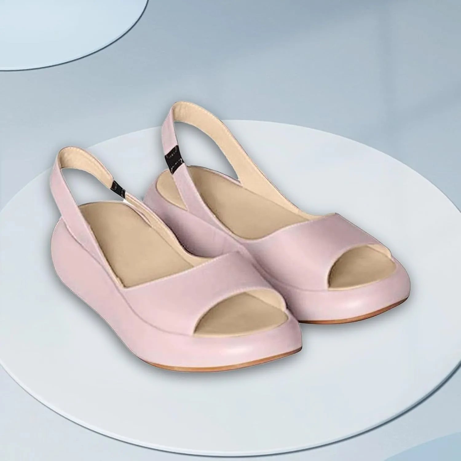 Orthopedic Platform Sandals for Women, Summer Slip On Walking Slippers with Arch Support Wedge Sandals Dressy Open Toe Ankle Strap Casual Comfortable Platform