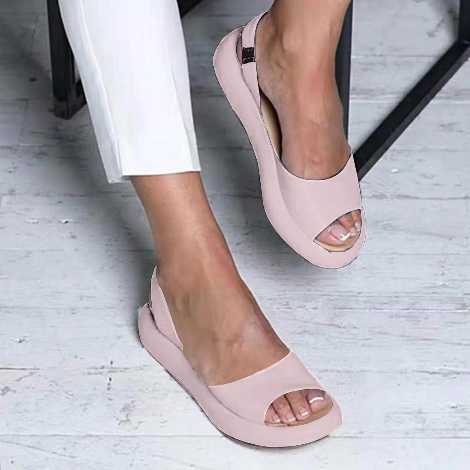 Orthopedic Platform Sandals for Women, Summer Slip On Walking Slippers with Arch Support Wedge Sandals Dressy Open Toe Ankle Strap Casual Comfortable Platform