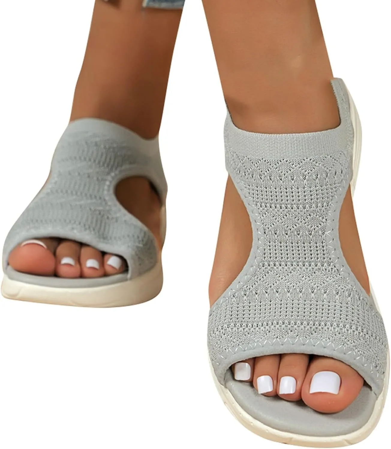 Orthopedic Sandals Women Arch Support Walking Sandals Comfortable Plantar Fasciitis Sport Sandal Mesh Thick-Soled Fishmouth Flying Woven Dress Sports Athletic Open Toe Non-Slip Platform Shoes