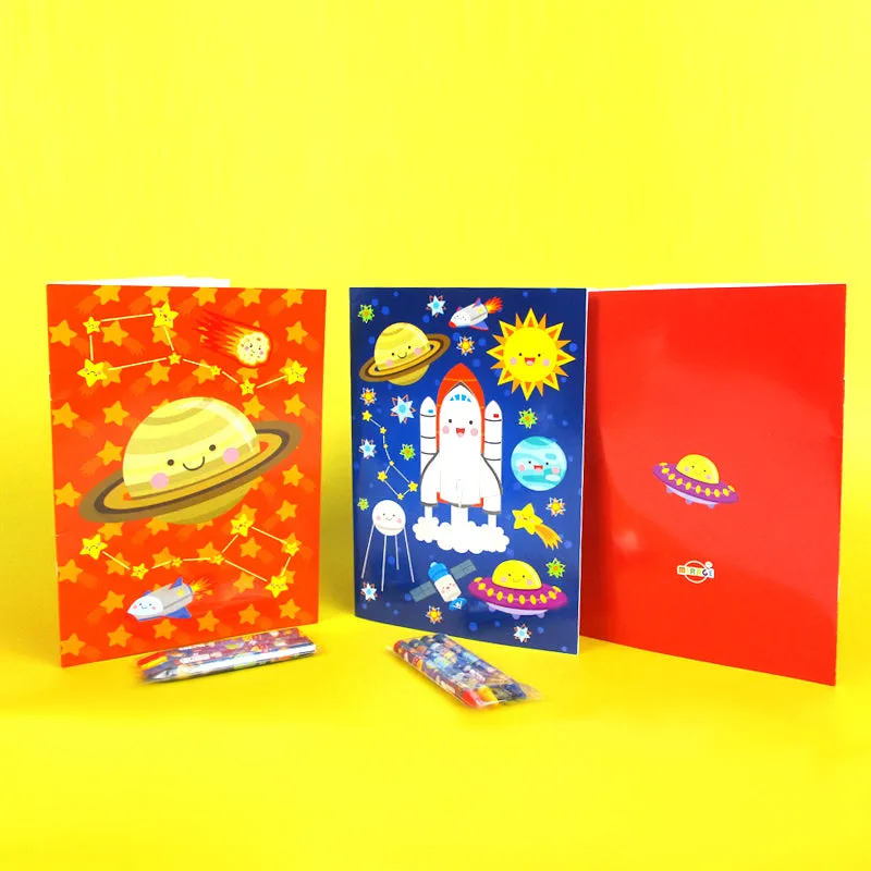 Outer Space Coloring Books with Crayons Party Favors - Set of 6 or 12