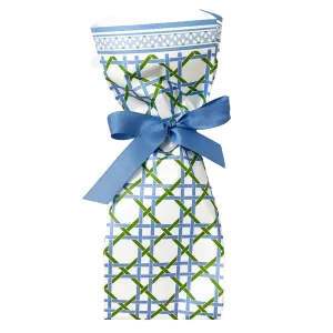 Paper Wine Bags | Blue   Green Basketweave