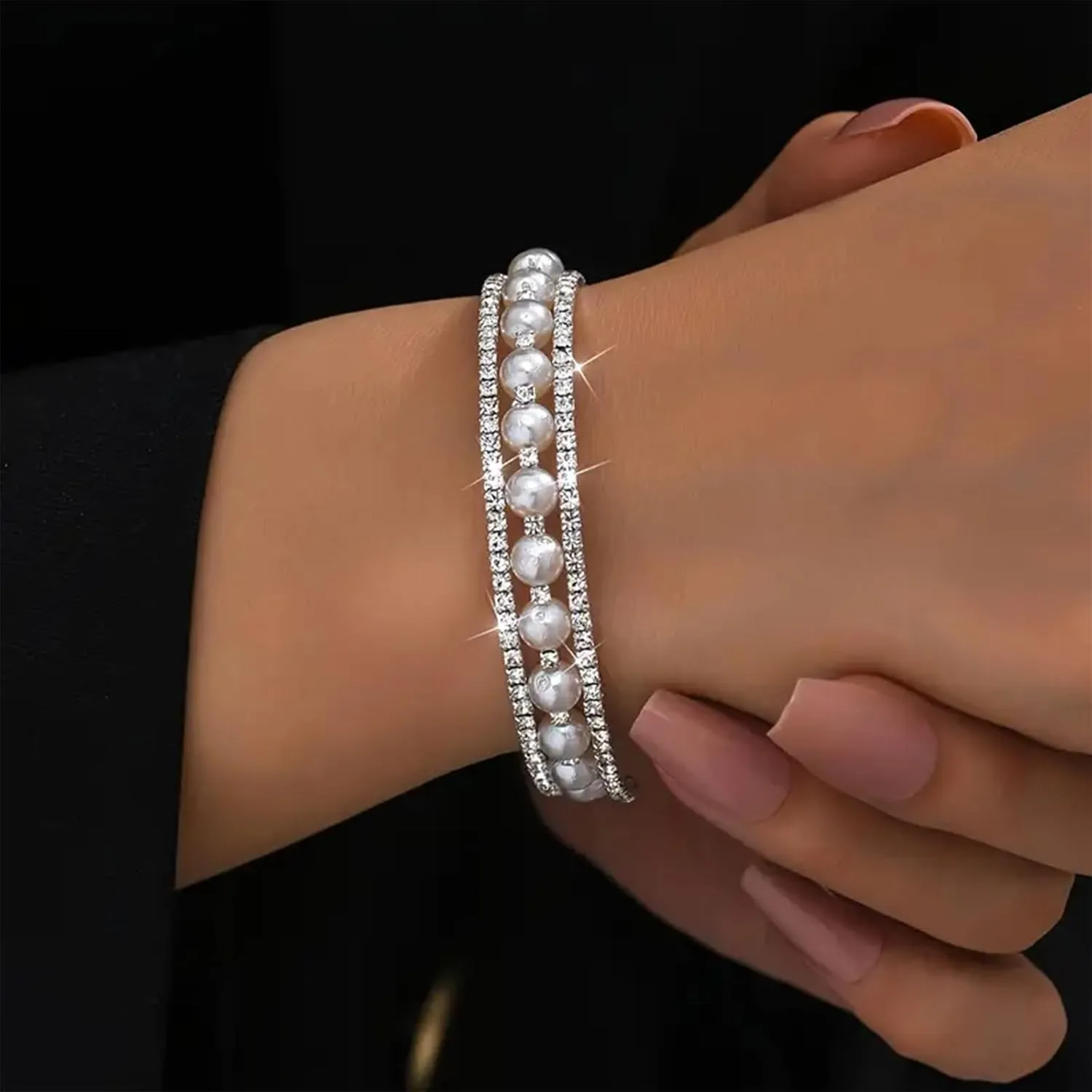 Pearl Bracelets for Women Trendy Stuff Dainty Gold Pearl Bracelet for Women Pearl Beaded Bracelets Stretch Stackable Bracelets Bridesmaid Jewelry Gifts