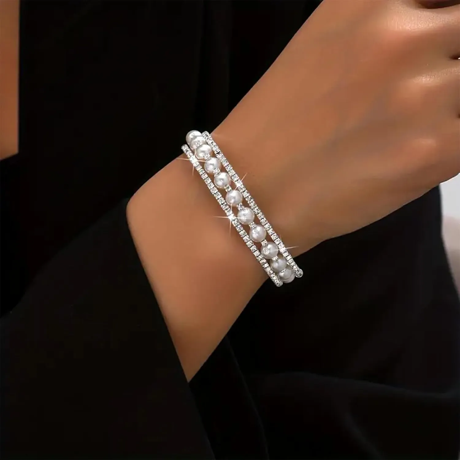 Pearl Bracelets for Women Trendy Stuff Dainty Gold Pearl Bracelet for Women Pearl Beaded Bracelets Stretch Stackable Bracelets Bridesmaid Jewelry Gifts