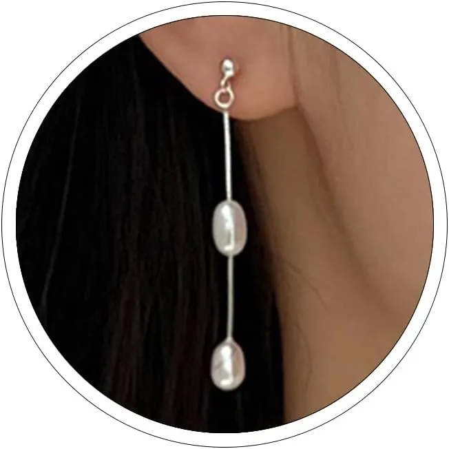 Pearl Earrings for Women Dainty Pearl Dangle Earrings Hypoallergenic Pearl Drop Earrings for Women Vintage Pearl Studs Earrings Wedding Pearl Chain Earrings jewelry