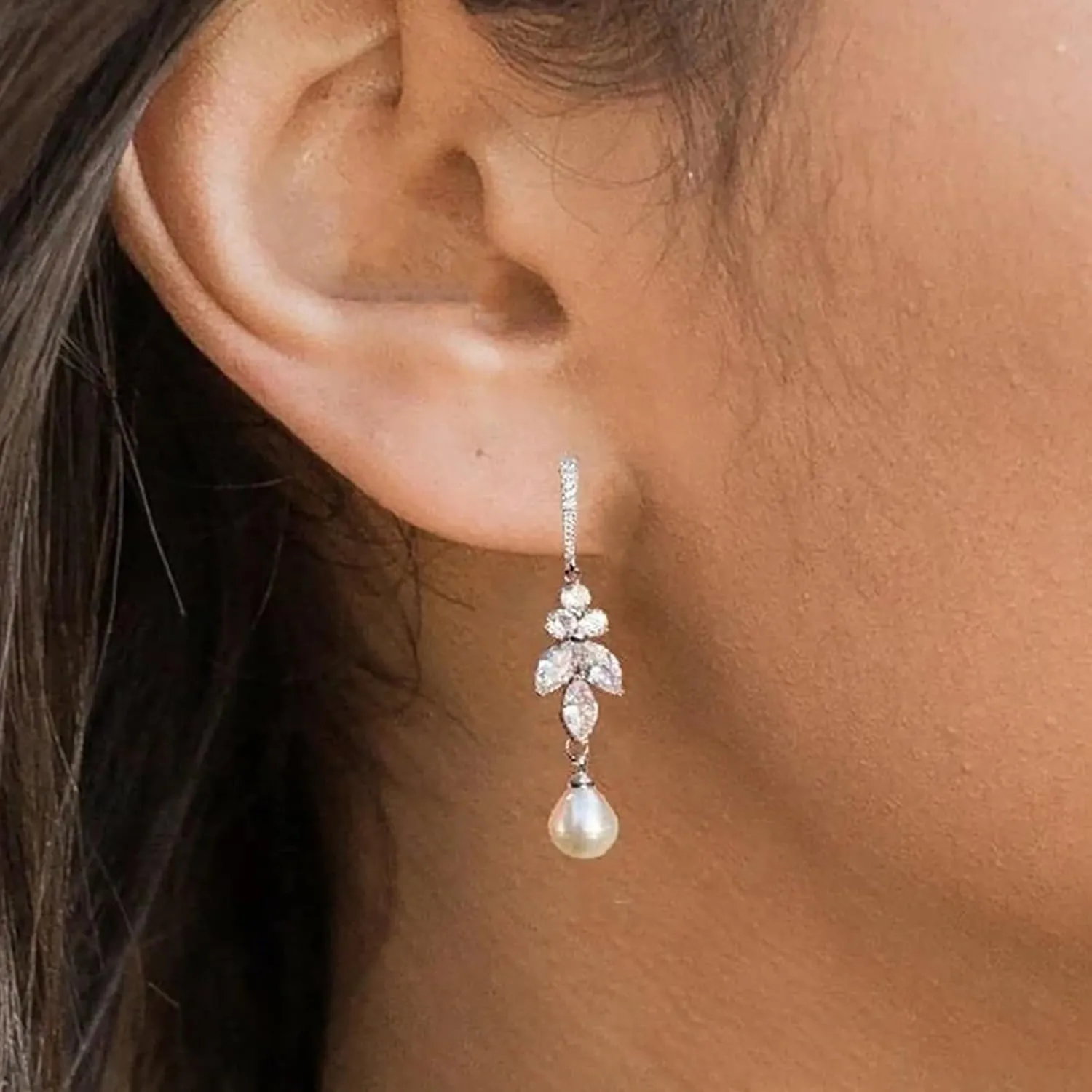 Pearl Earrings for Women Pearl Drop Earrings Pearl Stud Earrings Pearl Clip on Earrings Prom Party Wedding Earrings for Brides Jewelry Gifts
