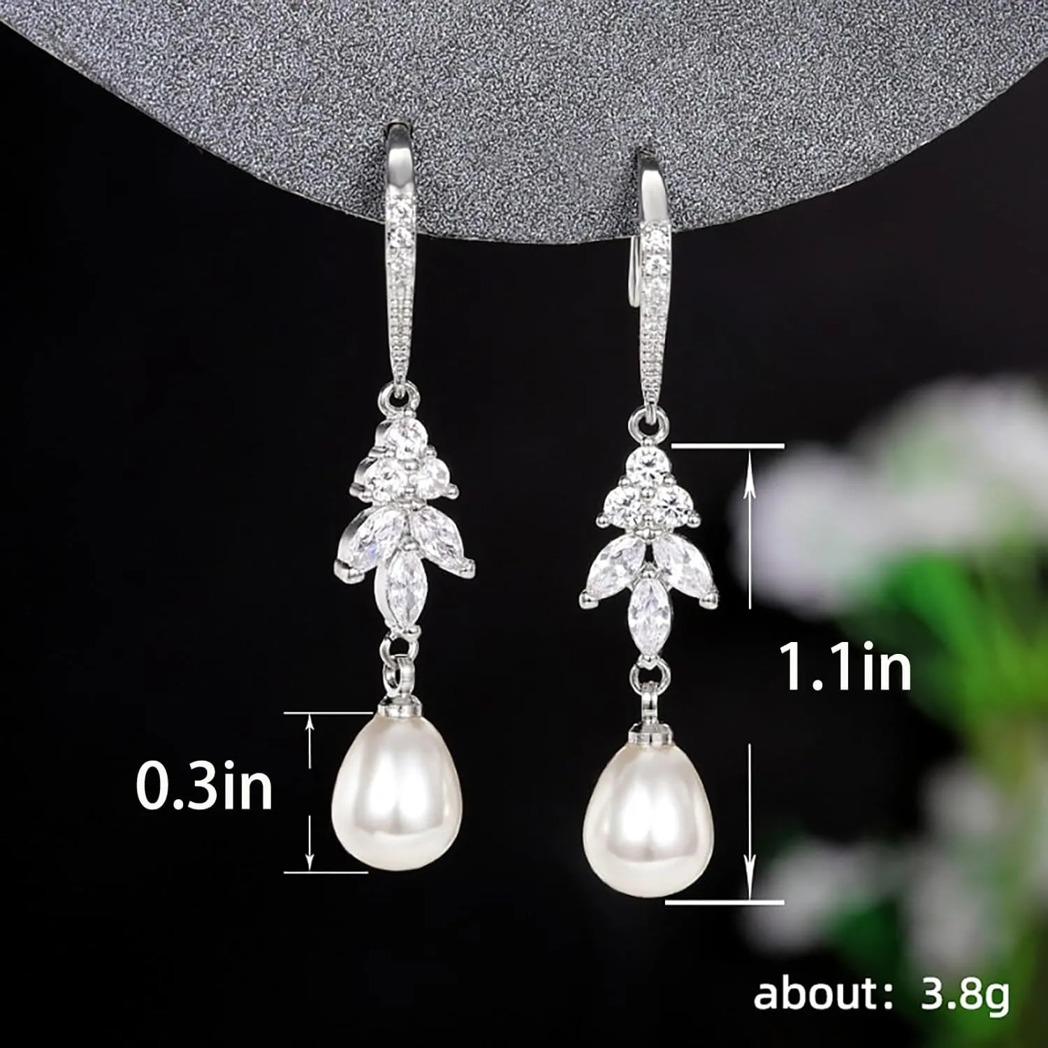 Pearl Earrings for Women Pearl Drop Earrings Pearl Stud Earrings Pearl Clip on Earrings Prom Party Wedding Earrings for Brides Jewelry Gifts