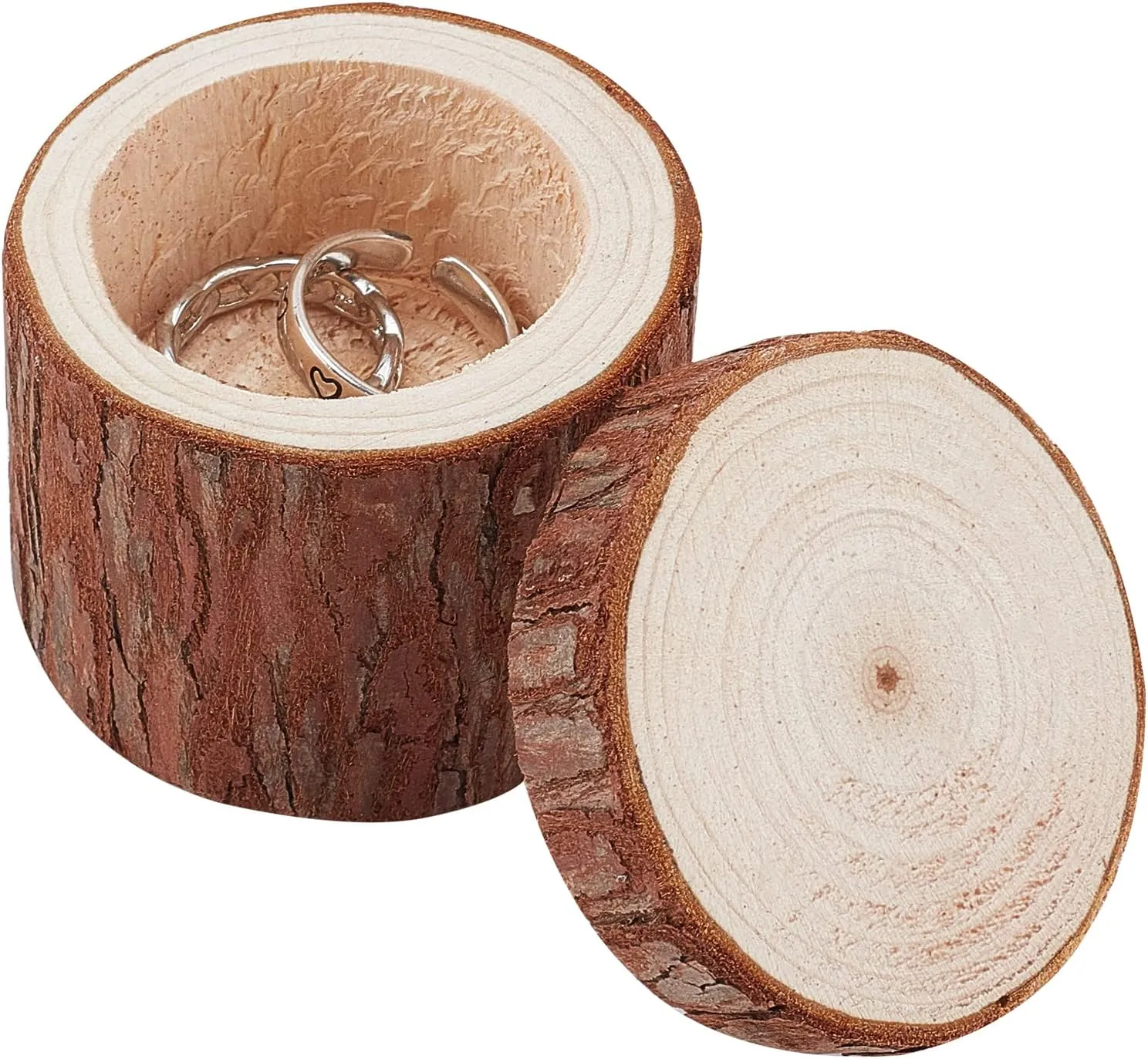 PH PandaHall Wedding Ring Box, Wooden Ring Storage Box Wedding Ceremony Rings Bearer Boxes Rustic Rings Stand Jewelry Holder Storage Case for Anniversary Engagement Gift Decoration 2 x 2 Inch