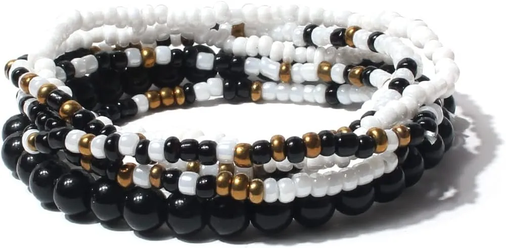 Pingyongchang Stackable Multi Layer Bohemian Bead Bracelet For Women Handmade Colorful Beads Layered Stretch Multilayer Bangles Bracelets Beach Anklets Jewelry String Charm Bracelets 6 pieces
