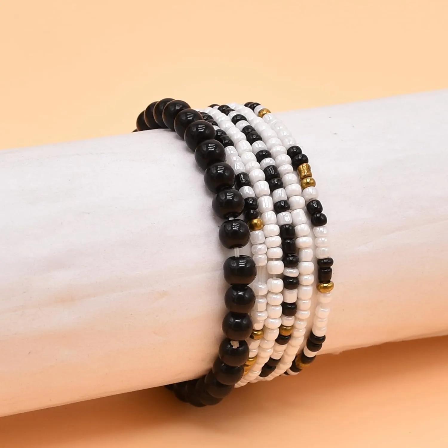 Pingyongchang Stackable Multi Layer Bohemian Bead Bracelet For Women Handmade Colorful Beads Layered Stretch Multilayer Bangles Bracelets Beach Anklets Jewelry String Charm Bracelets 6 pieces