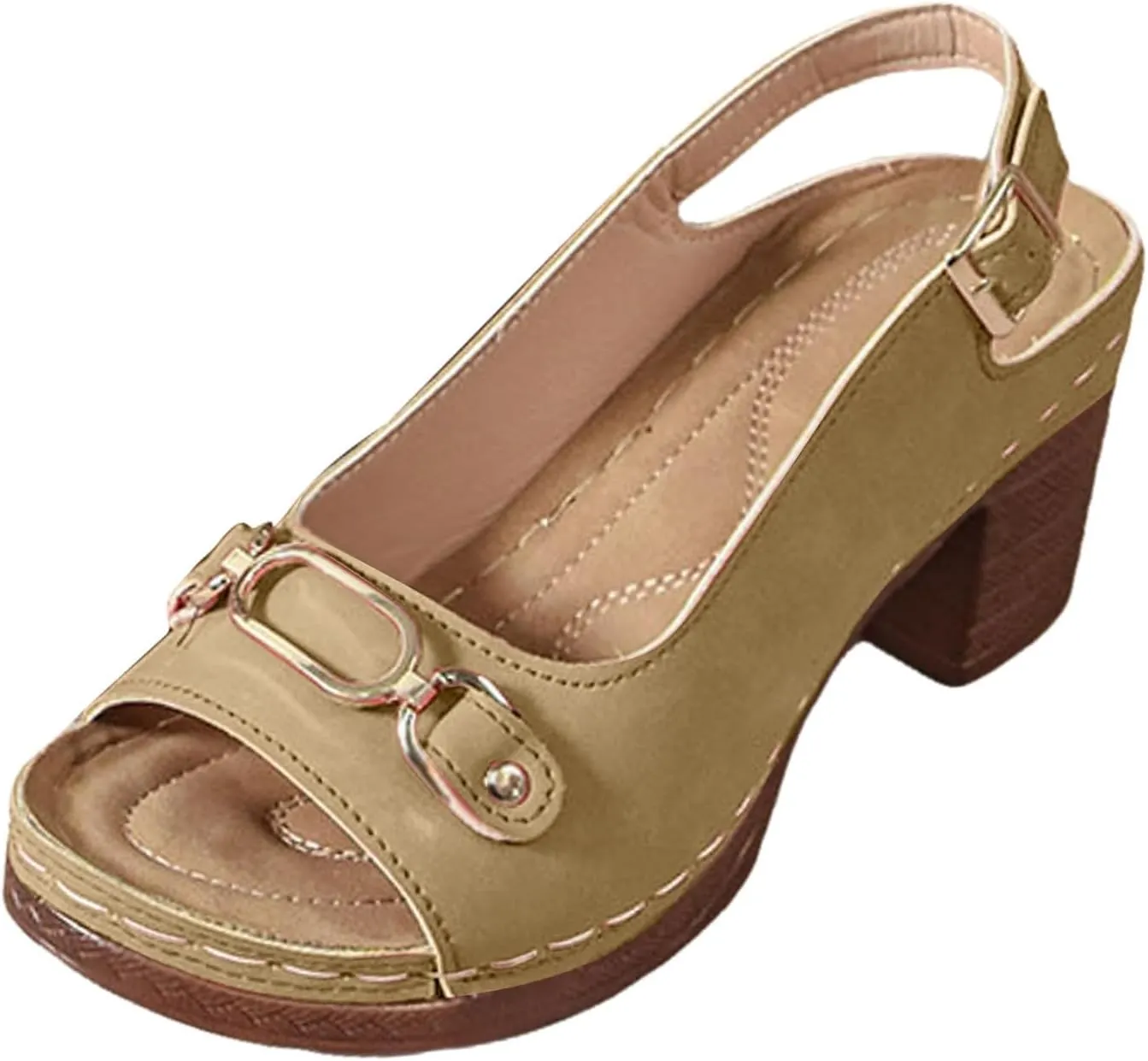 Platform Sandals Women Comfortable Orthopedic Shoes with Arch Support Trendy Open Toe Shoes Casual Adjustable Ankle Back Strap Summer Sandals Dressy Wide Wedge Sandal for Work Dating Party