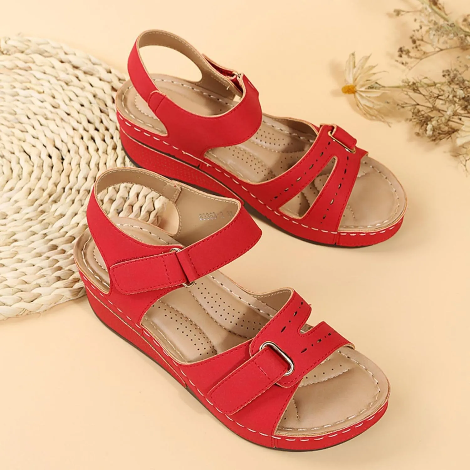 Platform Sandals Women Wedge Orthopedic Sandals Comfort Slip On Wedges Buckle Ankle Strap Open Toe Walking Beach Shoes