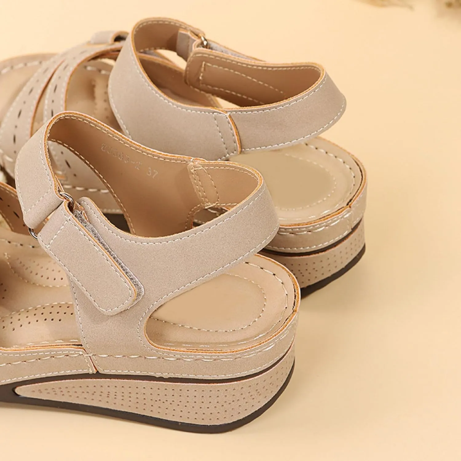 Platform Sandals Women Wedge Orthopedic Sandals Comfort Slip On Wedges Buckle Ankle Strap Open Toe Walking Beach Shoes