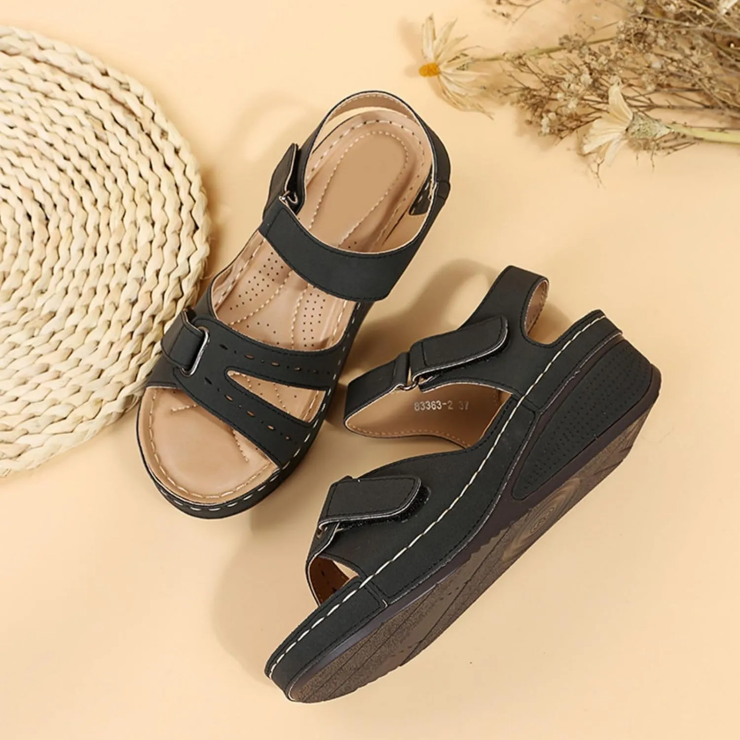 Platform Sandals Women Wedge Orthopedic Sandals Comfort Slip On Wedges Buckle Ankle Strap Open Toe Walking Beach Shoes