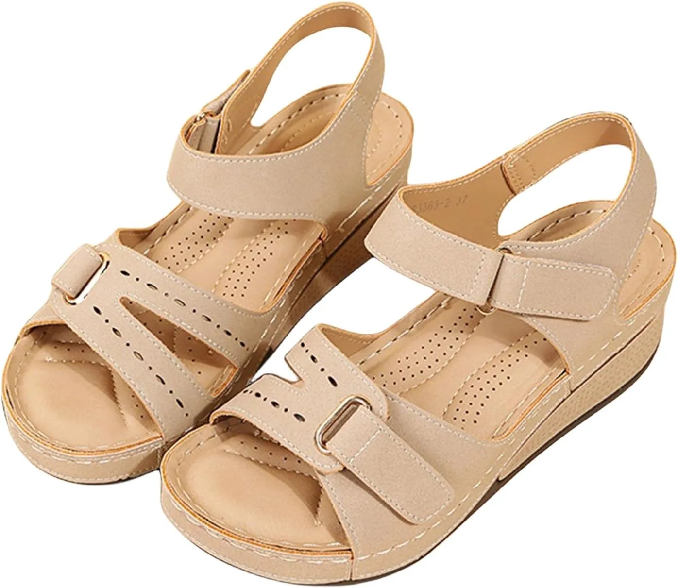 Platform Sandals Women Wedge Orthopedic Sandals Comfort Slip On Wedges Buckle Ankle Strap Open Toe Walking Beach Shoes