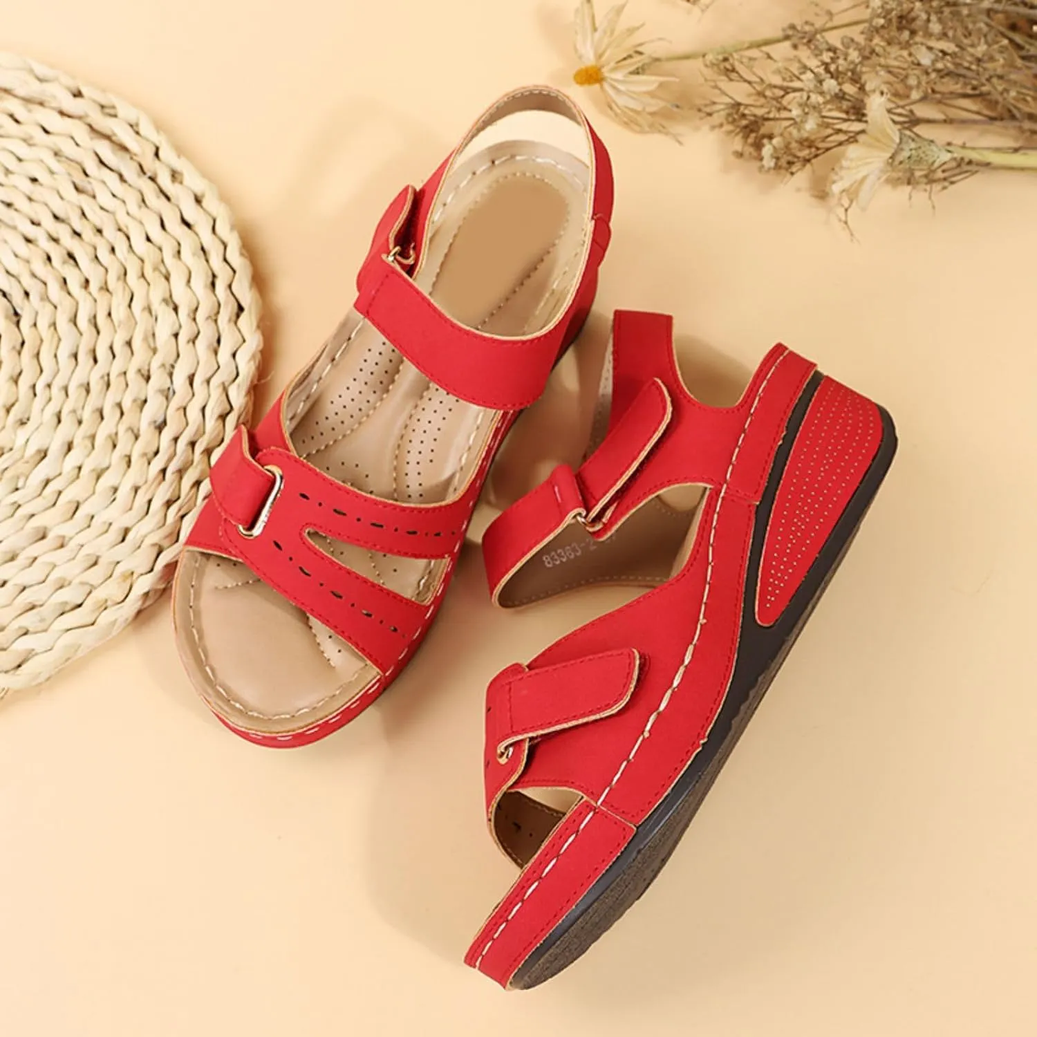 Platform Sandals Women Wedge Orthopedic Sandals Comfort Slip On Wedges Buckle Ankle Strap Open Toe Walking Beach Shoes
