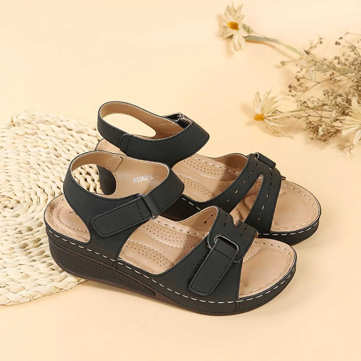 Platform Sandals Women Wedge Orthopedic Sandals Comfort Slip On Wedges Buckle Ankle Strap Open Toe Walking Beach Shoes