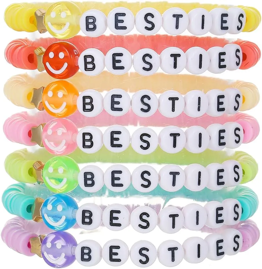 Preppy Jewelry Bracelets for Women Handmade Friendship Bracelets Clay Bead Colorful Surfer Heishi Bracelet Set Stackable Boho Y2K Summer Beach Elastic Layering Bracelets