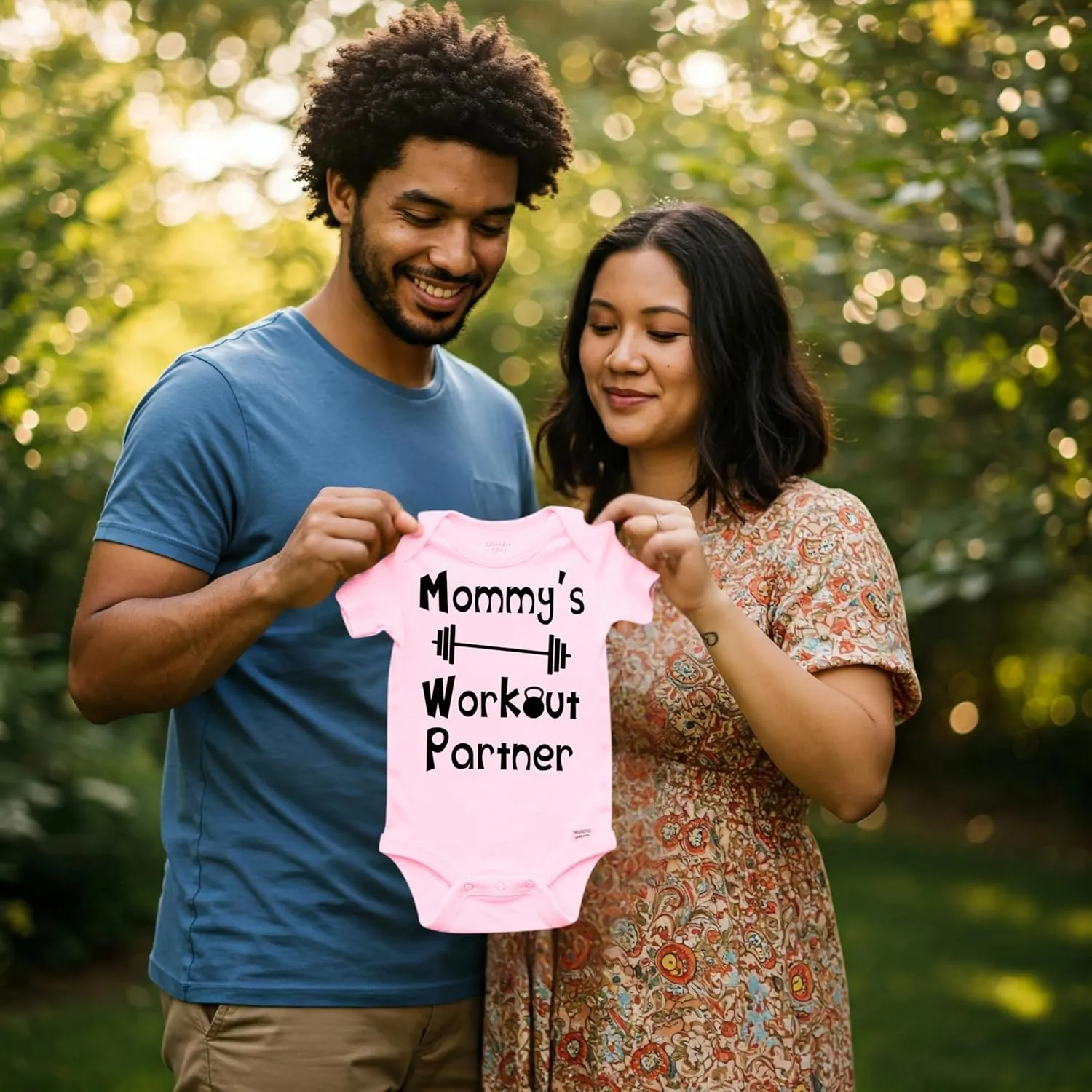 Reaxion Handmade Funny Baby Boy Girl Mommy's or Daddy's Workout Partner Bodysuits Clothes