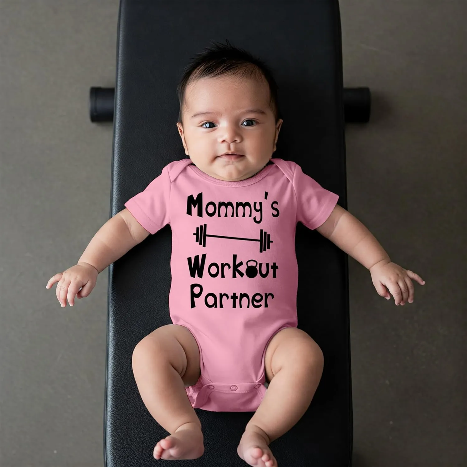 Reaxion Handmade Funny Baby Boy Girl Mommy's or Daddy's Workout Partner Bodysuits Clothes