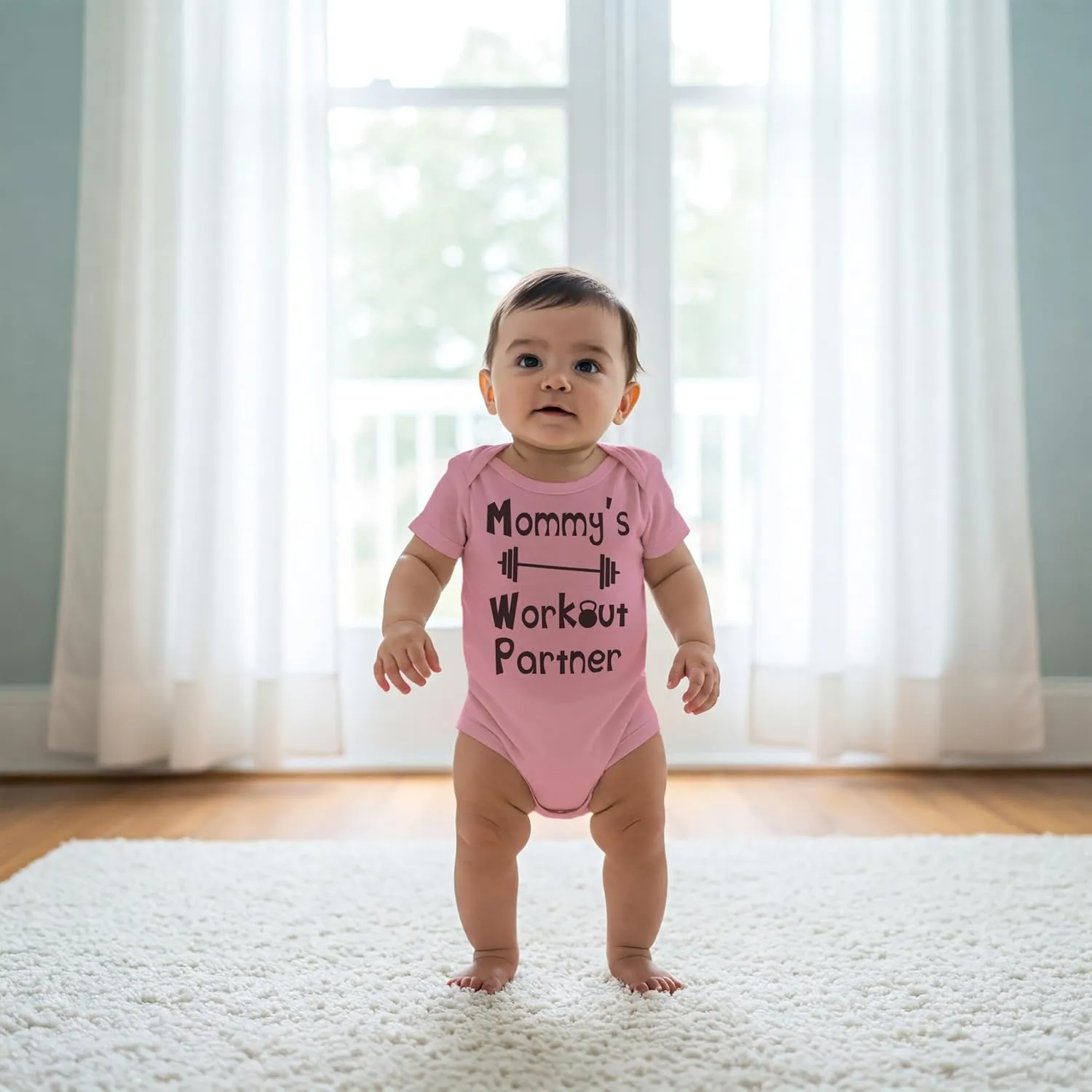 Reaxion Handmade Funny Baby Boy Girl Mommy's or Daddy's Workout Partner Bodysuits Clothes