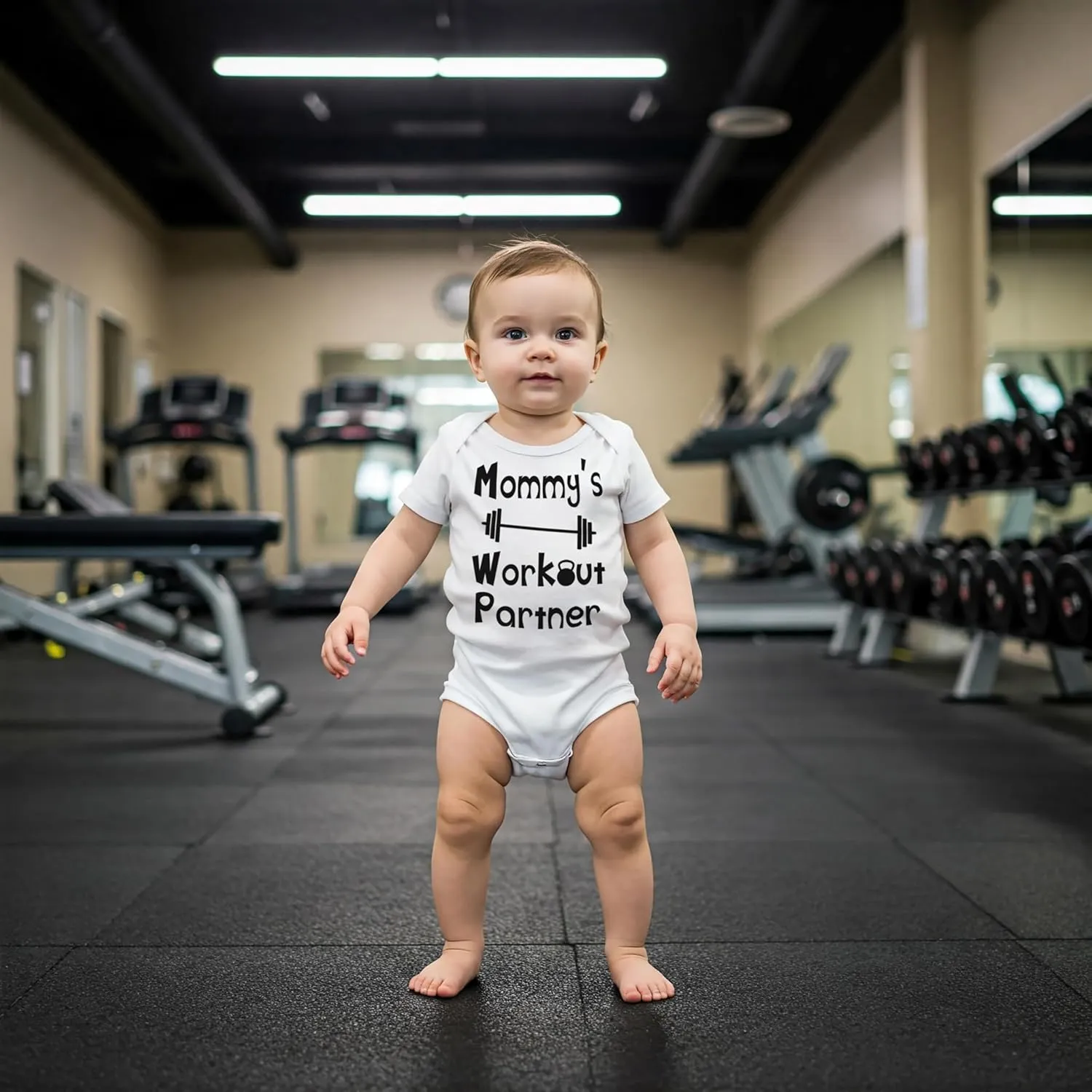 Reaxion Handmade Funny Baby Boy Girl Mommy's or Daddy's Workout Partner Bodysuits Clothes