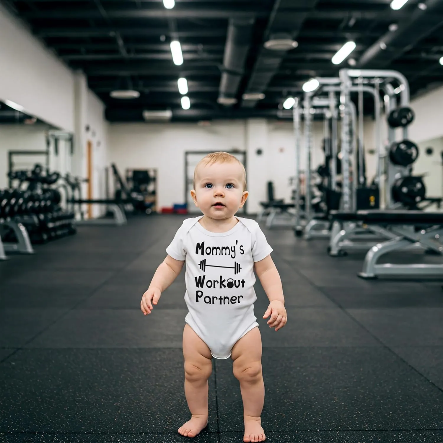 Reaxion Handmade Funny Baby Boy Girl Mommy's or Daddy's Workout Partner Bodysuits Clothes