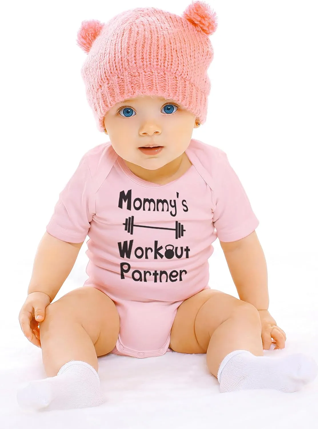 Reaxion Handmade Funny Baby Boy Girl Mommy's or Daddy's Workout Partner Bodysuits Clothes