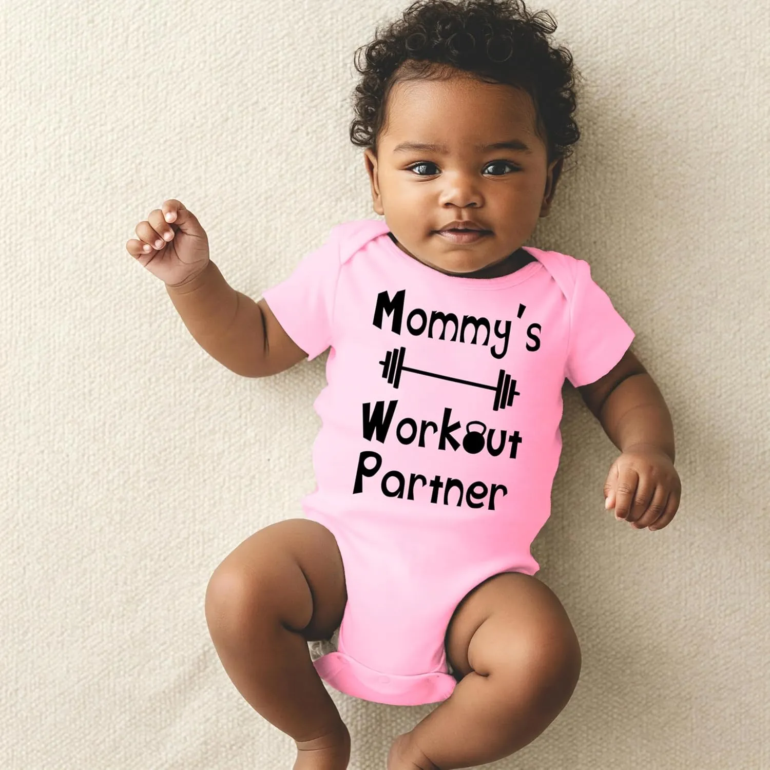Reaxion Handmade Funny Baby Boy Girl Mommy's or Daddy's Workout Partner Bodysuits Clothes