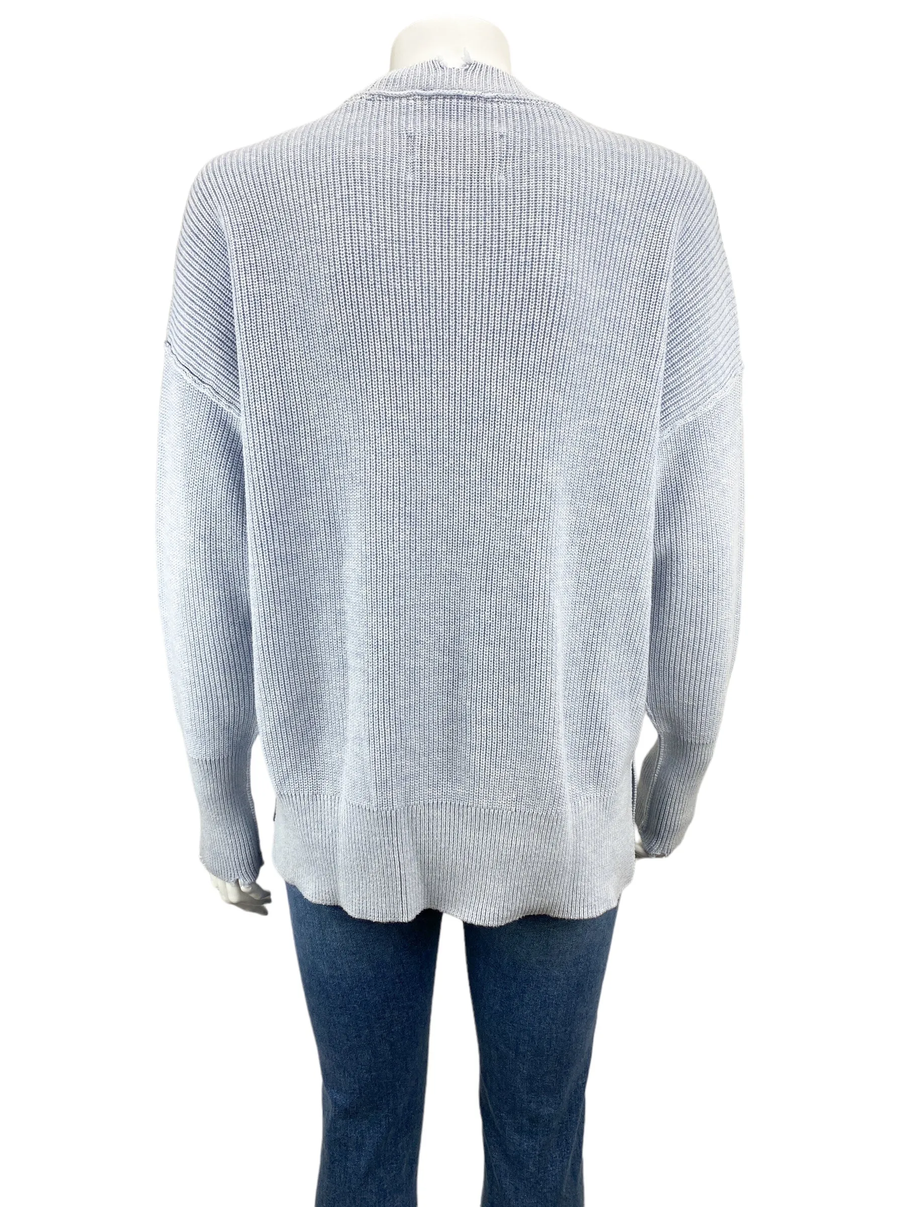 Revolve Pistola Women's Darya Distressed Sweater Light Blue Size S