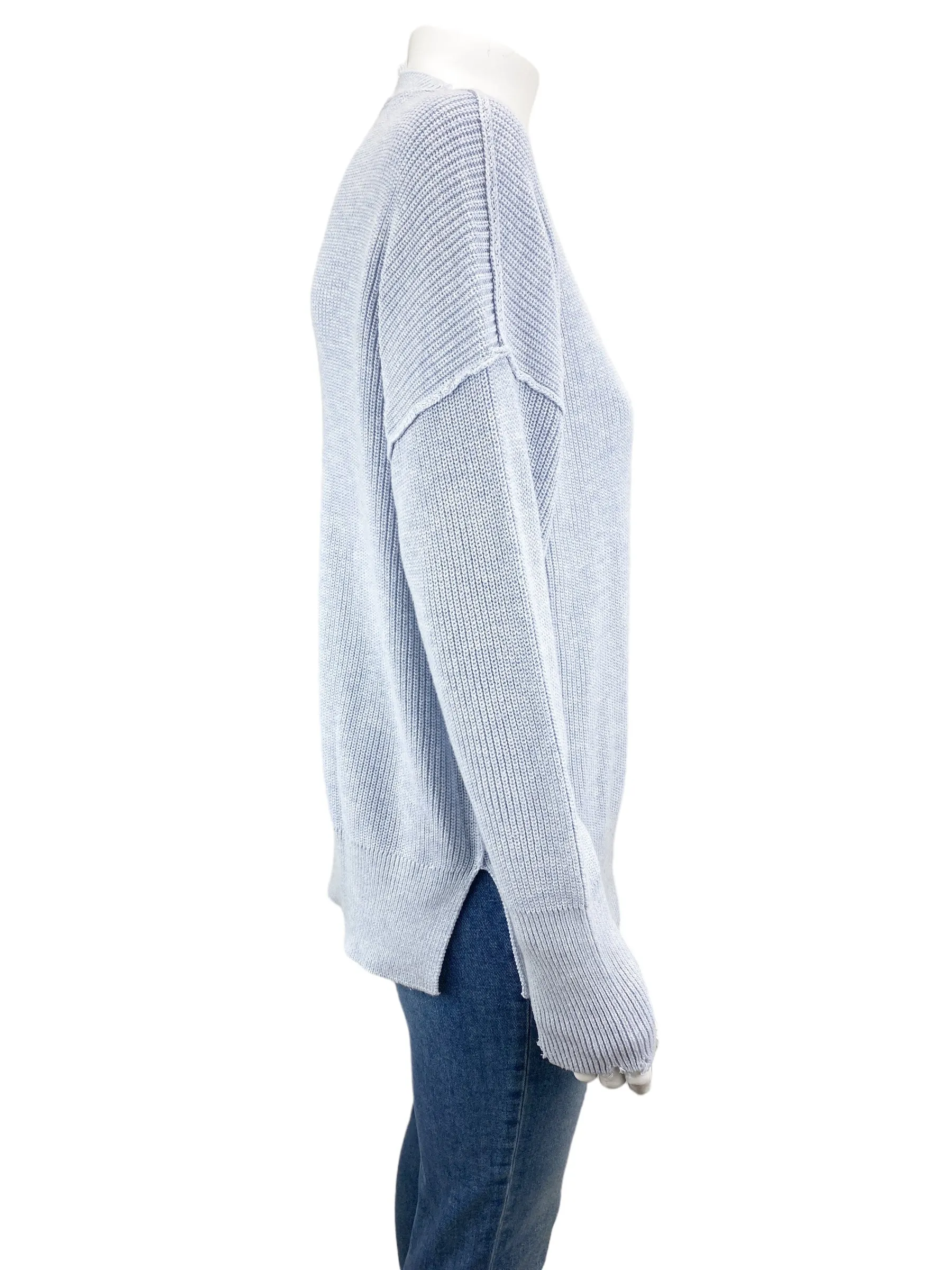 Revolve Pistola Women's Darya Distressed Sweater Light Blue Size S