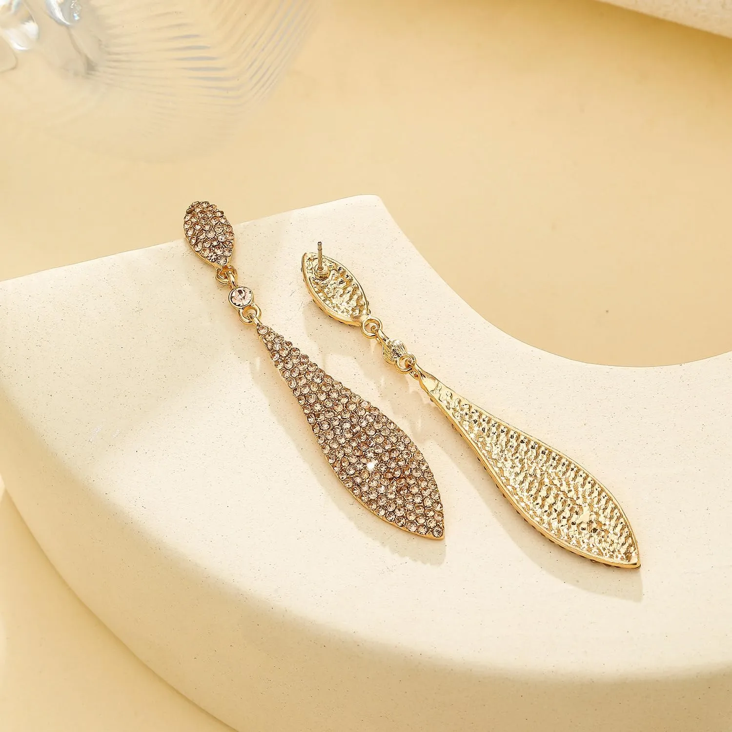Rhinestone Statement Earrings Double Waterdrop Earrings Cluster Crystal Drop Dangle Earrings Prom Party Wedding Earrings for Women