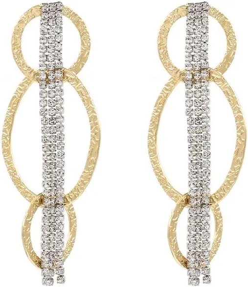 Rhinestone Tassel Drop Dangle Earrings for Women Handmade Dangling Bohemian Statement Costume Fringe Earrings Unique Birthday Gift