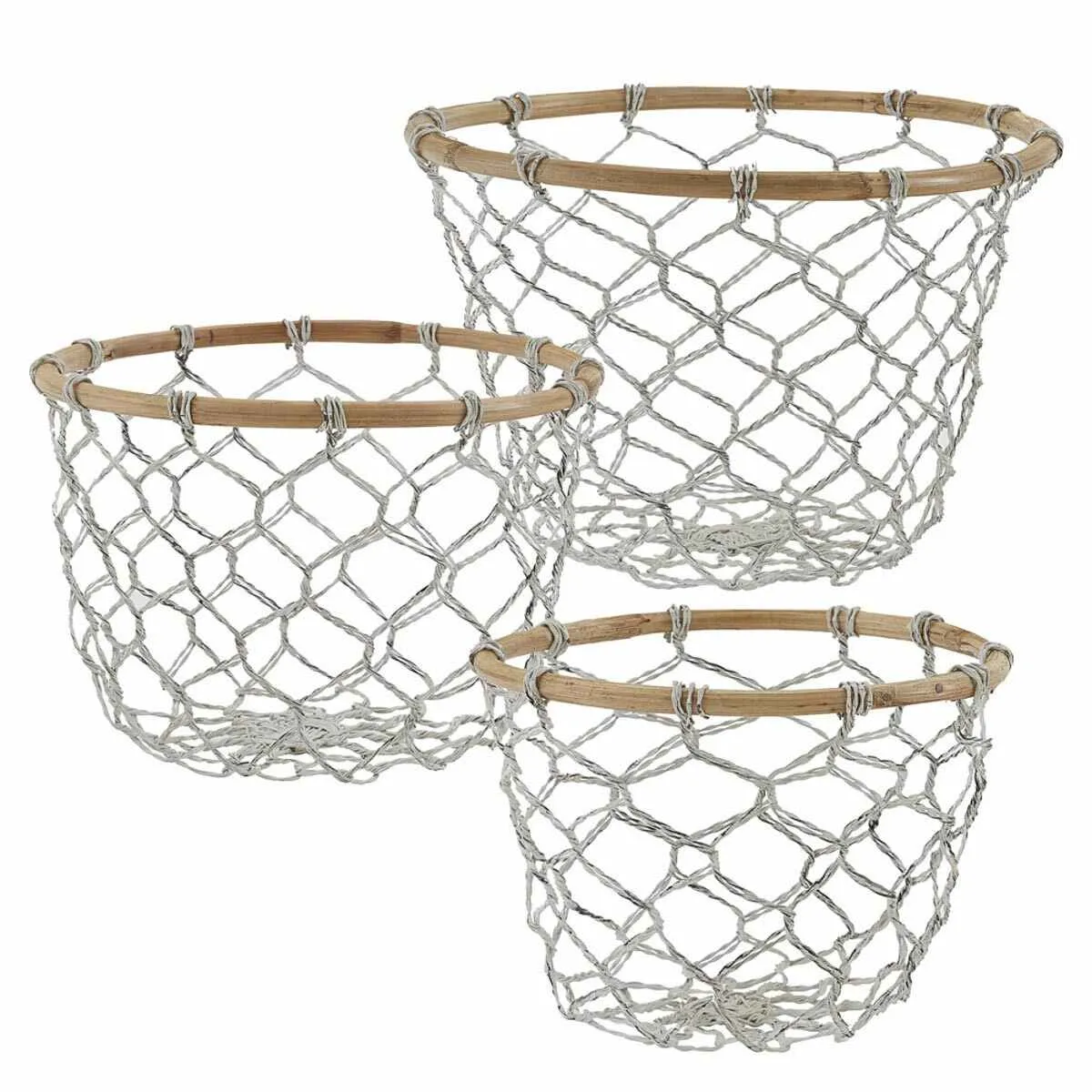 Round Fishnet Wire Basket Set