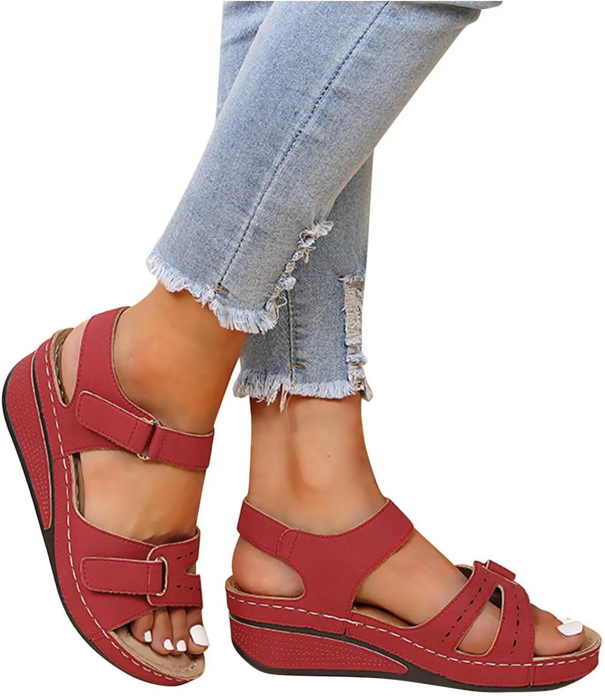 Sandals Womens Summer Wedge Sandals for Women Comfort Ankle Strap Walking Shoes Platform Beach Sandals Boho Sandal