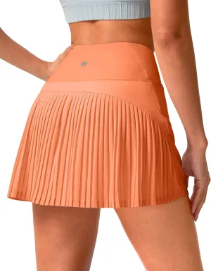 SANTINY 14" Tennis Skirt Skorts for Woman Pleated High Waited Skirts with Built-in Shorts Athletic Golf Skort